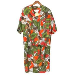 Josephine Chaus Orange + Green Leopard Palm Leaf Two-Piece Skirt Set Size 12